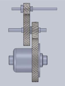 Figure showing axial forces generated by the gears