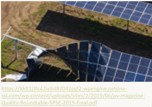 Image of failed PV row due to twisting caused by torsional galloping