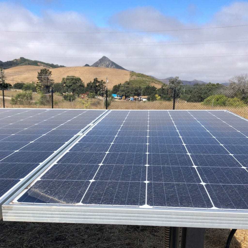 Image of flat solar panel at the Gold Tree Solar Farm with noticeable soiling
